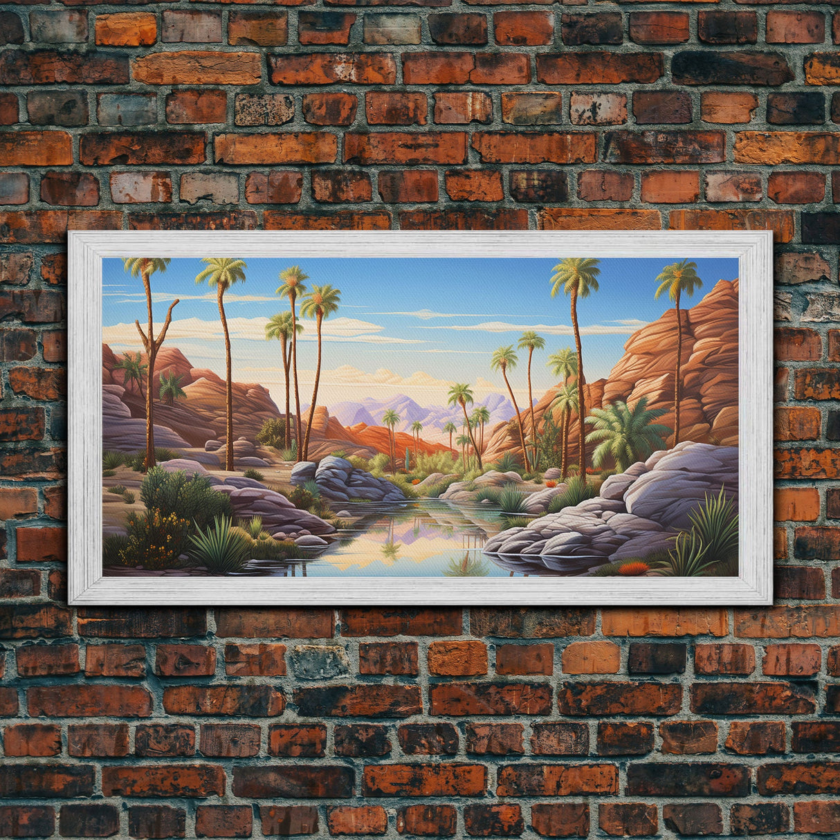 Palm Tree Wall Art, Desert Landscape, Desert Wall Art, Panoramic Art, Wall Art, Canvas Art, Landscape Art, Nature Wall Art,Housewarming Gift