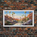 Palm Tree Wall Art, Desert Landscape, Desert Wall Art, Panoramic Art, Wall Art, Canvas Art, Landscape Art, Nature Wall Art,Housewarming Gift