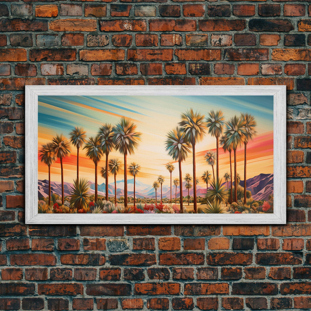 Desert Landscape, Palm Tree Wall Art, Sunset Wall Print, Panoramic Art, Wall Art, Canvas Art, Landscape Art, Thank You Gift, Home Décor