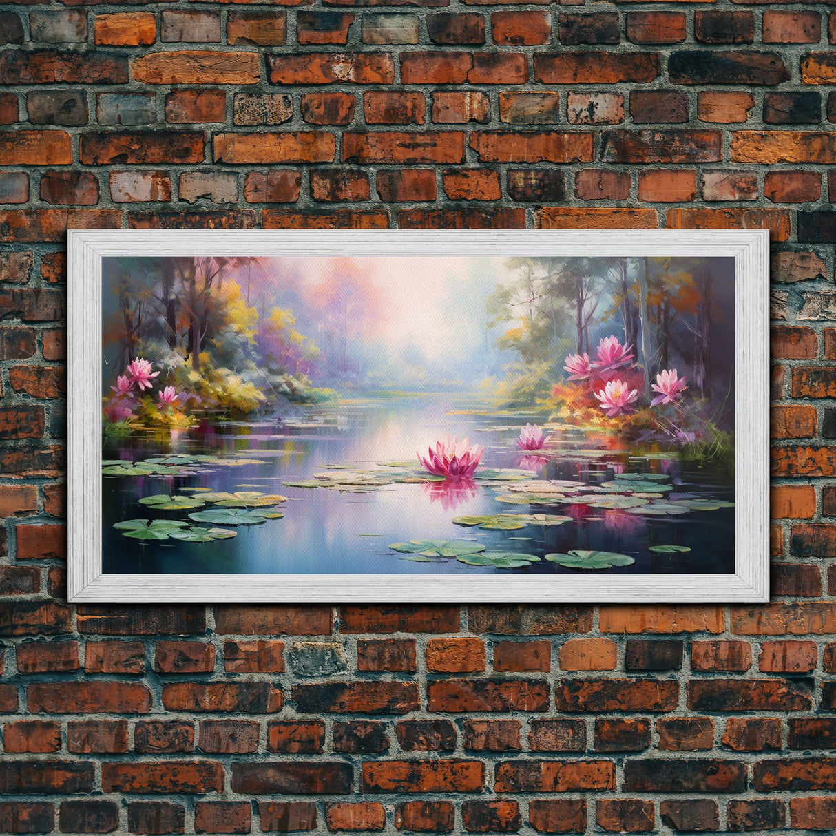 Pond Art, Lake Wall Print, Fantasy Wall Art, Water Lilies Wall Art, Panoramic Art, Wall Art, Canvas Art, Landscape Art, Friendship Gift