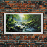 River Wall Art, Waterfall Wall Art, Trees Wall Print, Panoramic Art, Wall Art, Canvas Art, Landscape Art, Going Away Gift, Modern House Art