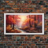 Sunset Wall Art, Forest Wall Art, Autumn Art, River Art, Panoramic Art, Wall Art, Canvas Art, Landscape Art, Couples Gift, Farmhouse Decor