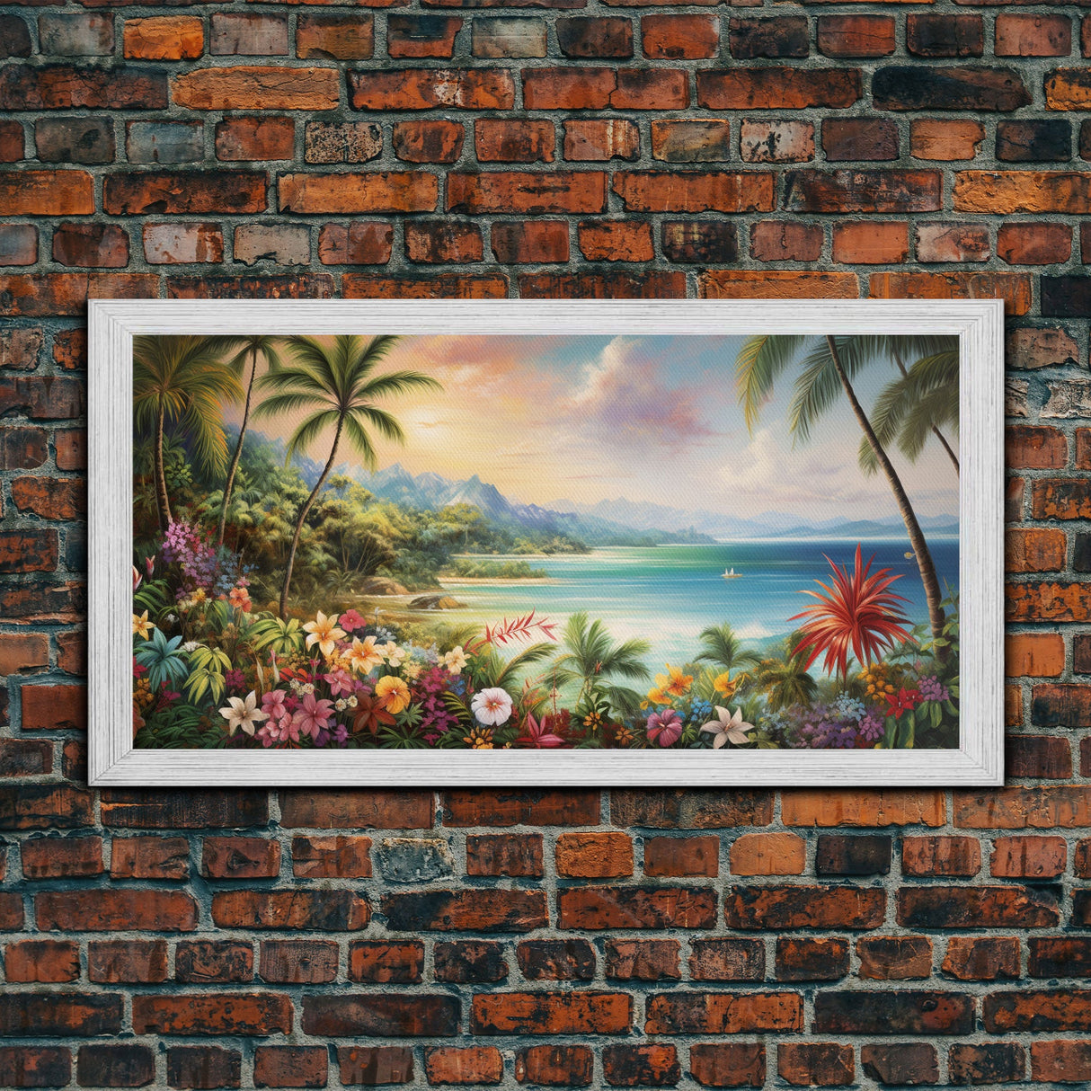 Palm Trees Art, Beach Print, Tropical Wall Art, Panoramic Art, Wall Art, Canvas Art, Landscape Art, Gift For Family, Home Office Art