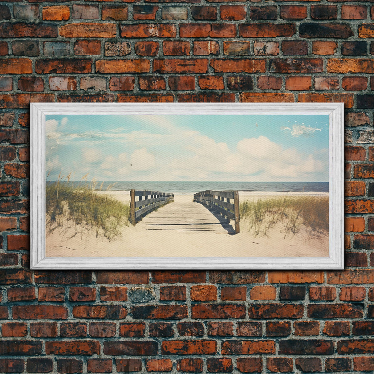 The Boardwalk Framed Canvas Print - Unique Beach Art - South Florida Photography Print - Florida Beaches - Beachhouse Decor Wall Art