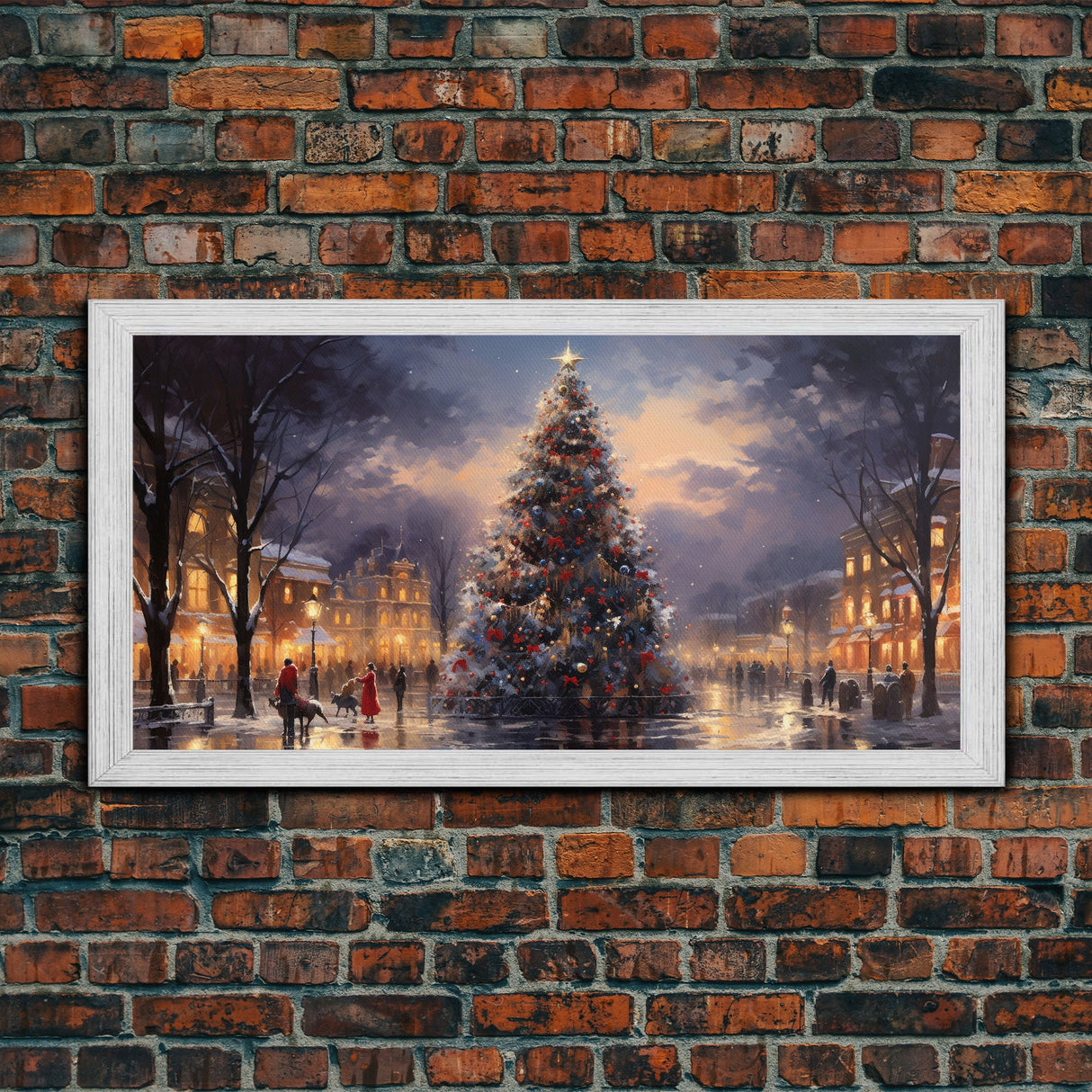 Christmas Village Winter Wonderland Wall Art Framed Canvas Print -  Christmas Wall Art - First Christmas - Christmas Tree Art Holiday Decor