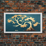 Japanese Bonsai Tree Abstract Art, ready to hang canvas print, cool unique wall decor, framed wall art, Living Room Wall Decor