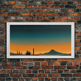 Orange and Teal Sunset Abstract Art, Framed Ready To Hang Canvas Print, beautiful wall art, guest room decor