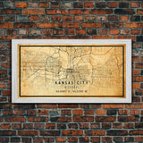 Kansas City Panoramic Map Print, Kansas Gifts, Map of Kansas City, Kansas City Missouri, Map Wall Art, Cool Office Wall Art For Him