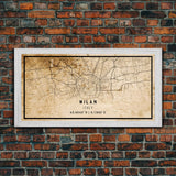 Vintage Milan Italy map print poster or framed canvas, Milan map print poster canvas, Milan city map print poster canvas, Travel Art