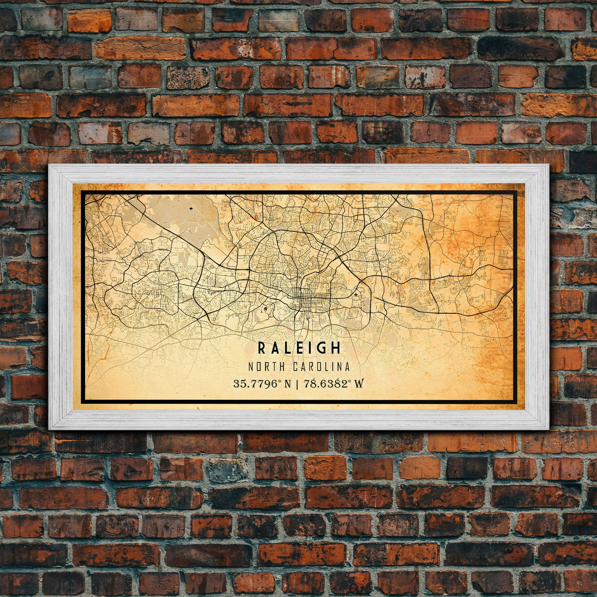 Raleigh North Carolina map print poster or framed canvas, Raleigh map print poster canvas, Raleigh city map Canvas print, Vintage Travel Art