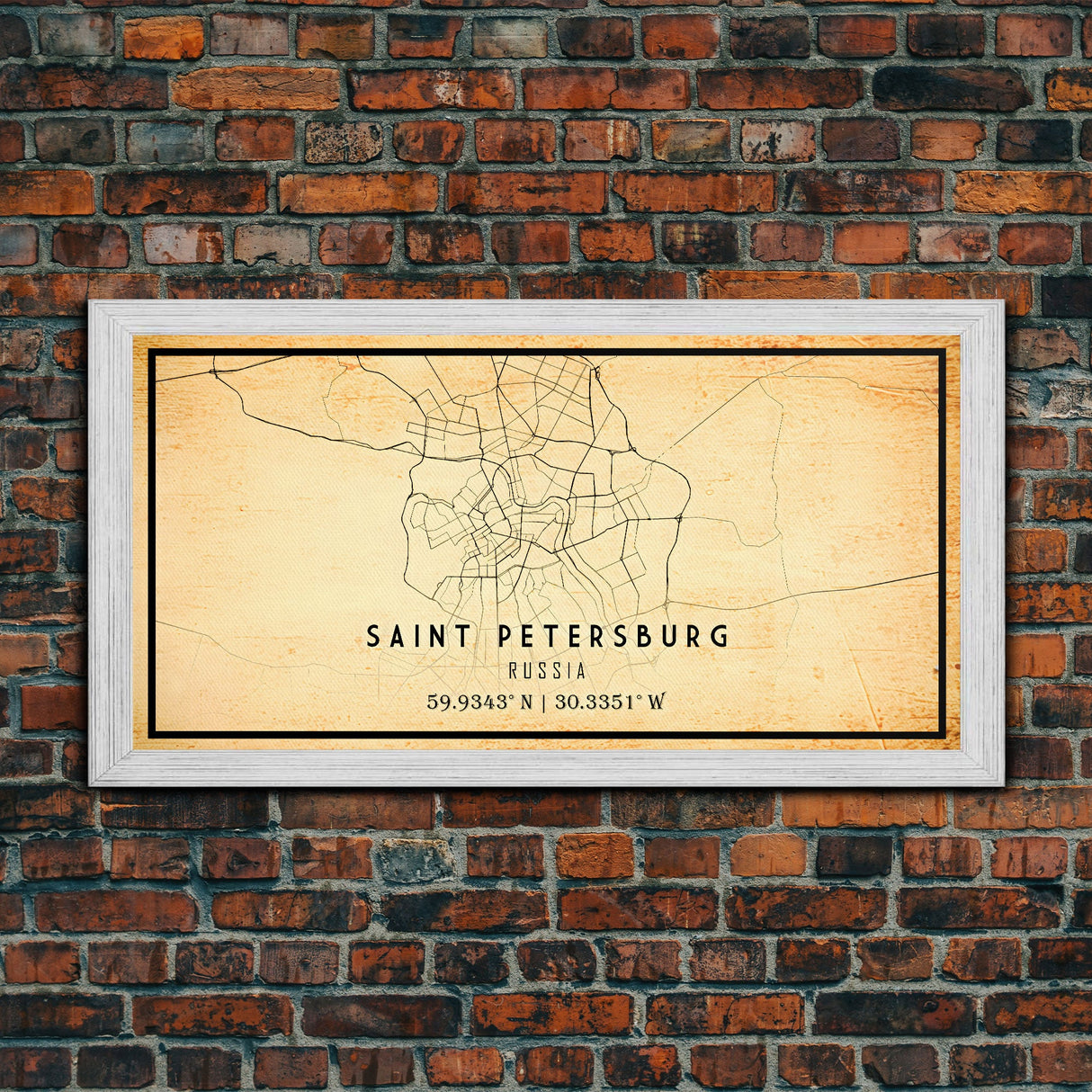 Saint Petersburg map print poster or framed canvas, St. Petersburg Russia map print canvas, city map print poster canvas, Vintage Travel Art