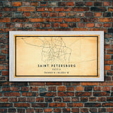 Saint Petersburg map print poster or framed canvas, St. Petersburg Russia map print canvas, city map print poster canvas, Vintage Travel Art