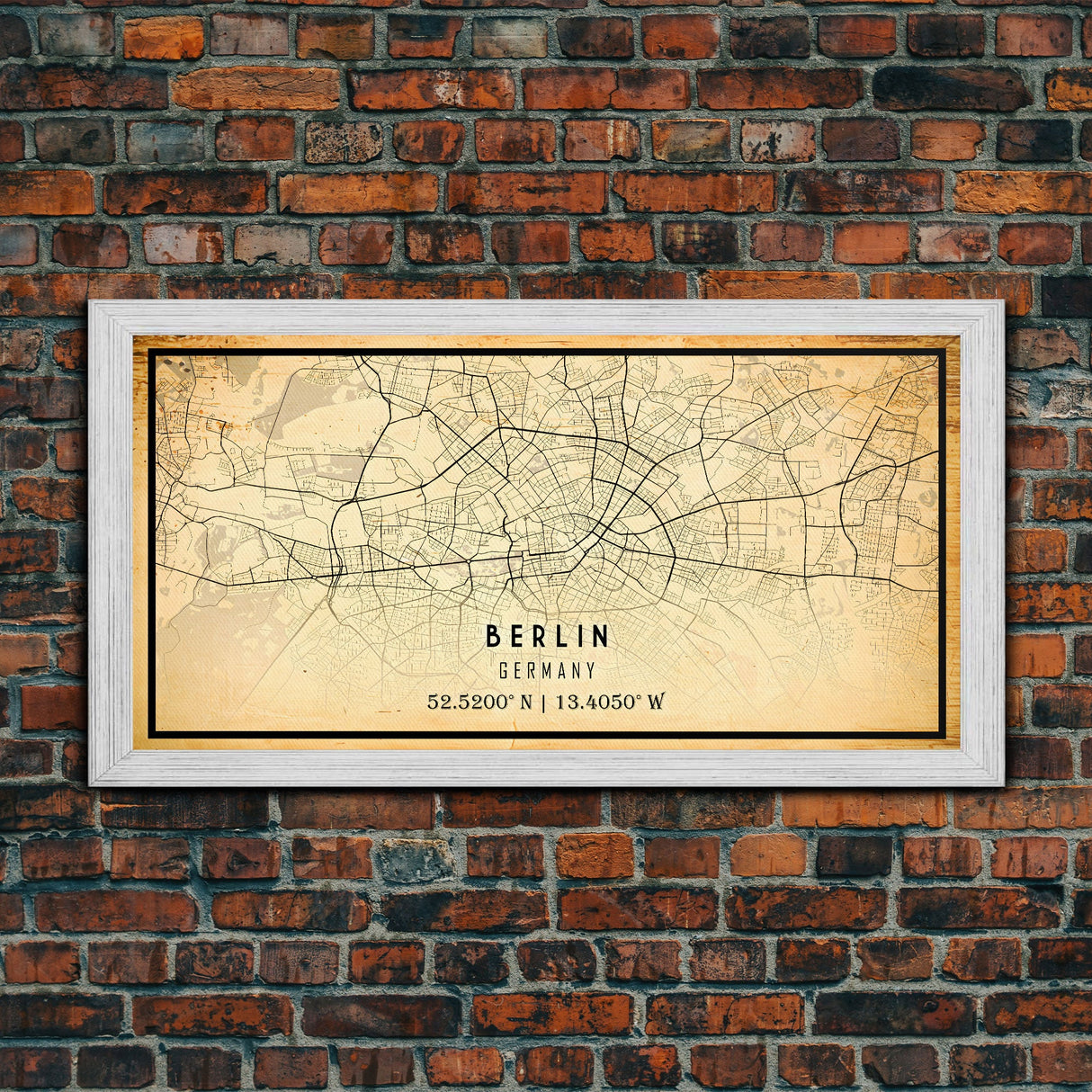 Vintage Berlin Germany map print poster or framed canvas, Berlin map print poster canvas, Berlin city map print poster canvas, Travel Art