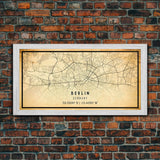 Vintage Berlin Germany map print poster or framed canvas, Berlin map print poster canvas, Berlin city map print poster canvas, Travel Art