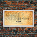 Omaha Nebraska map print poster or framed canvas, Omaha map print poster canvas, Omaha city map print poster canvas, Vintage Travel Art