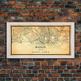 Madrid Spain map print poster or framed canvas, Madrid map print poster canvas, Madrid city map print poster canvas, Vintage Travel Art