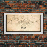 Sofia Bulgaria map print poster or framed canvas, Sofia map print poster canvas, Sofia city map print poster canvas, Vintage Travel Art