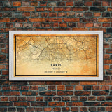 Paris France map print poster or framed canvas, Paris map print poster canvas, Paris France city map print poster canvas, Vintage Travel Art