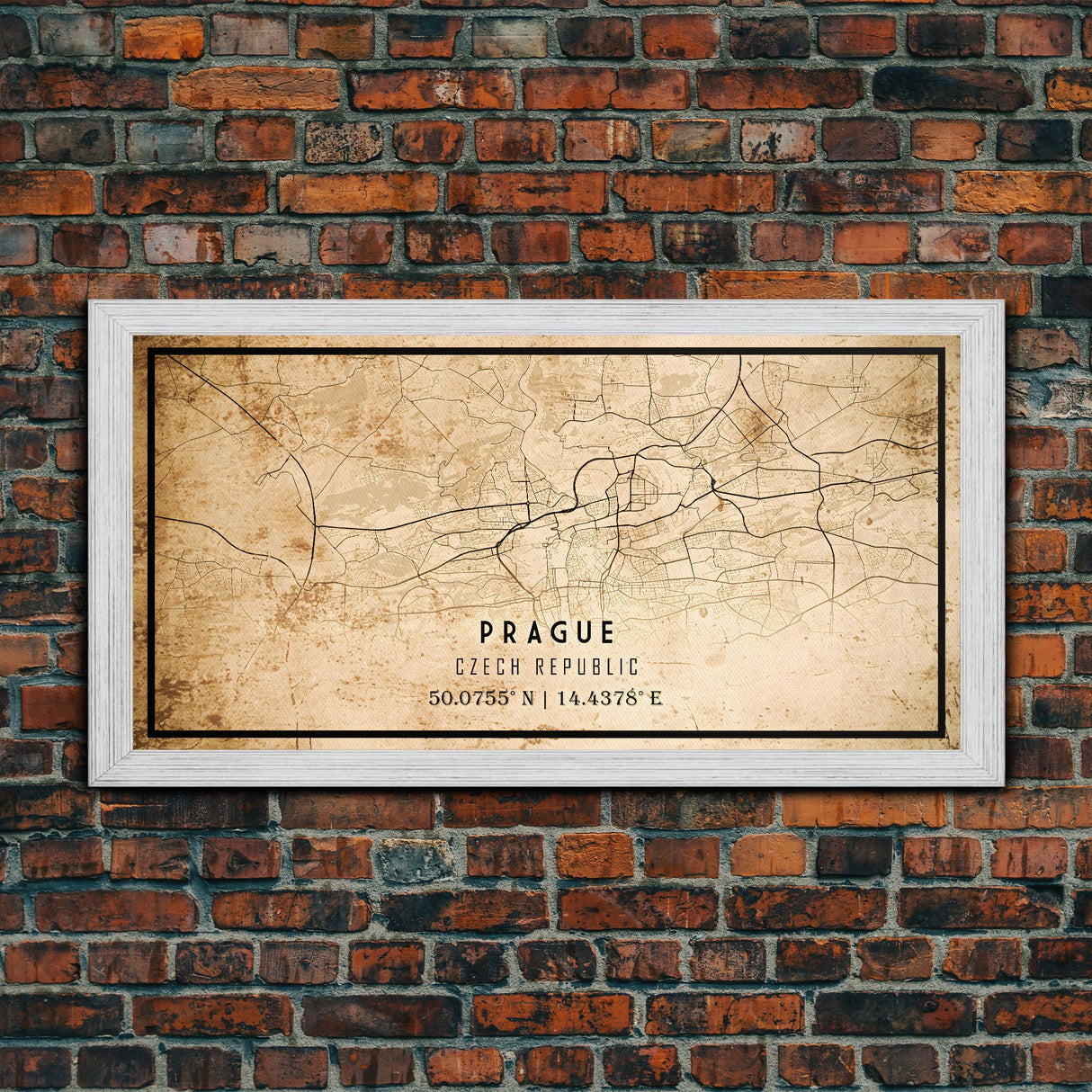 Prague Czech Republic map print poster or framed canvas, Prague map print poster canvas, city map print poster canvas, Vintage Travel Art