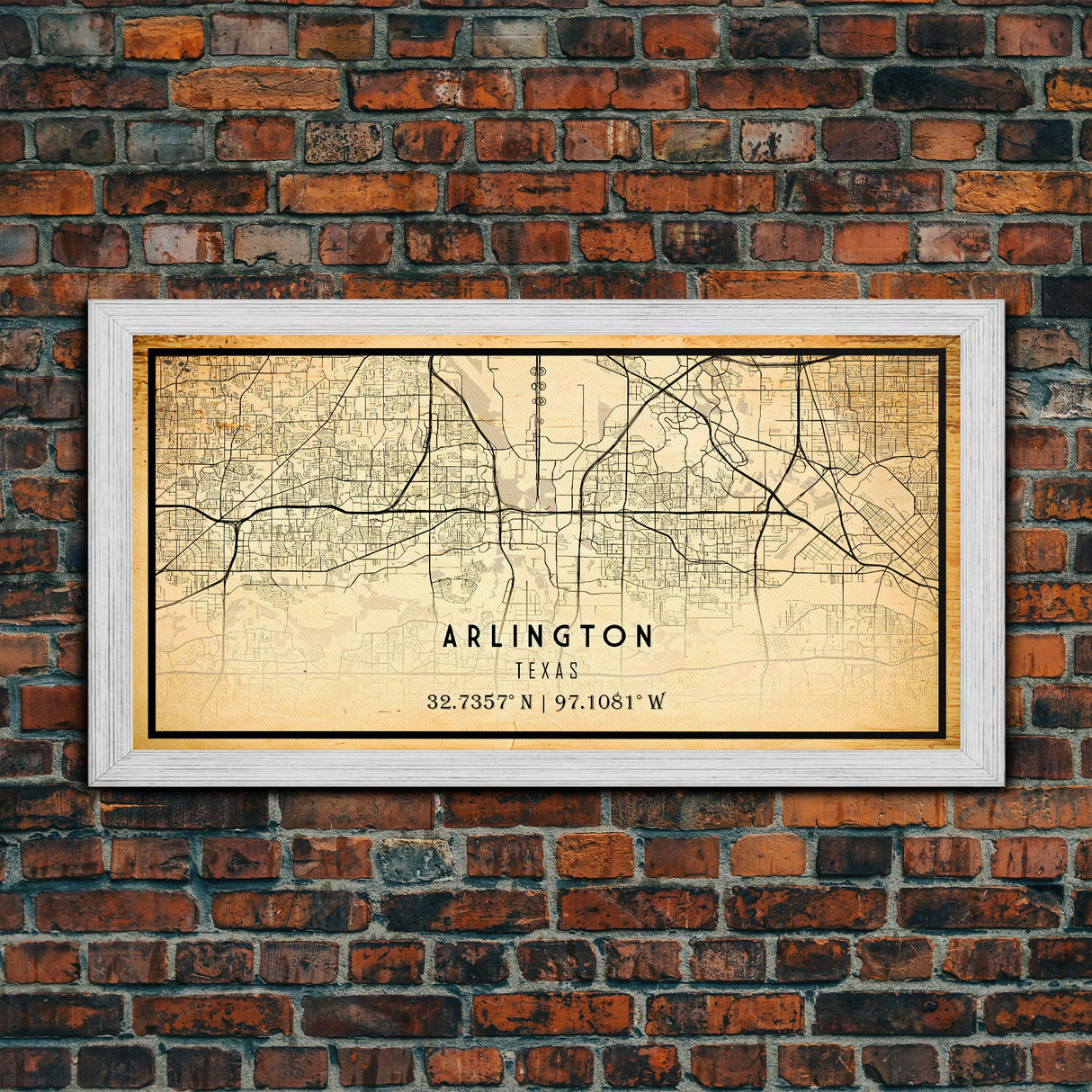 Arlington Texas map print poster or framed canvas, Arlington map print poster canvas, Texas city map print poster canvas, Vintage Travel Art