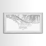 Honolulu City Map, Hawaii Map, Map Art, Modern Art, Wall Art, Canvas Art, Beach House Décor, Tiny House Décor, Unique Wall Art, Travel Gift