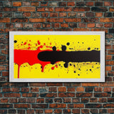 Splatter Graffiti Art - Black, Red & Yellow Painting / Canvas Print - Retro / Midcentury Style Abstract / Impressionist Art - Splatter Art