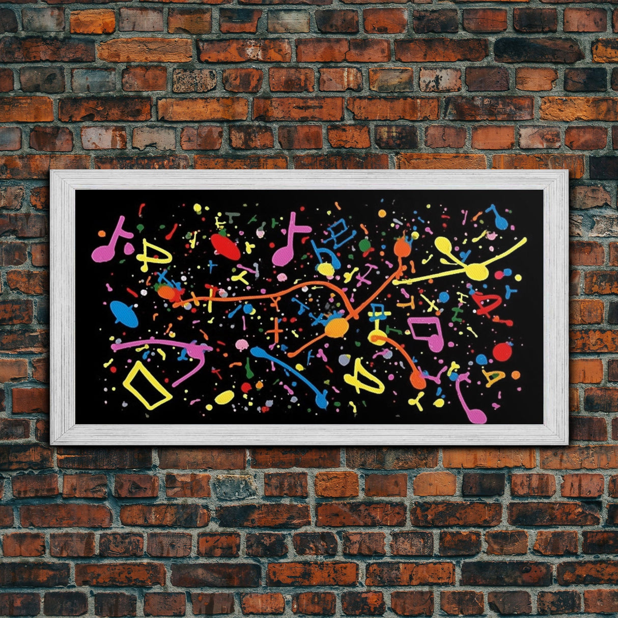 Musical Notes Graffiti Art - Colorful Painting / Canvas Print - Retro / Midcentury Style Abstract / Impressionist Art - Splatter Art