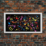 Musical Notes Graffiti Art - Colorful Painting / Canvas Print - Retro / Midcentury Style Abstract / Impressionist Art - Splatter Art