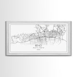 Reno City Map, Nevada Art, Map Print, Minimalist Wall Art, Wall Art, Canvas Art, Dorm Room Art, Panoramic Art, Gift For The Home, Room Décor