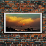 Canvas Print, Tropical sunset over the ocean, beach art, island life, living room wall art, guest room wall art