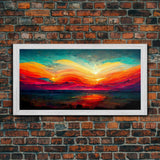 Beautiful sunset canvas print, canvas art, ink painting style, abstract sunset wall art, cool wall art