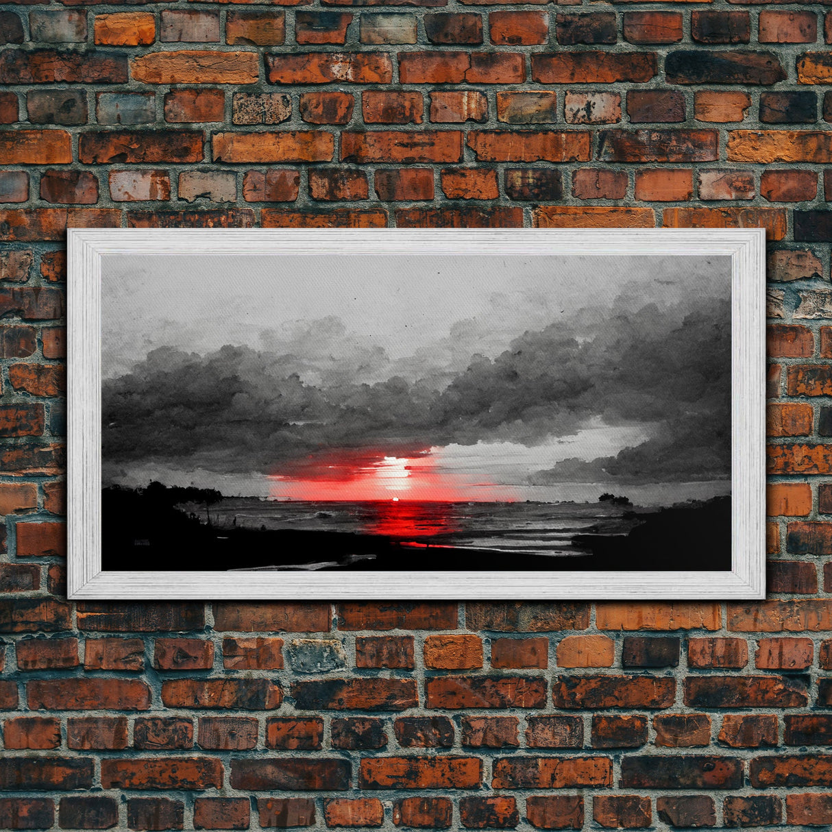 Creepy  Blood moon canvas print, dark fantasy art, black and white art, Halloween, spooky art, horror landscape art