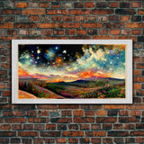 Night Starry Sky Landscape On Canvas Print Colorful Night Sky Painting Nature Painting Living Room Wall Art Spiritual Starry Painting