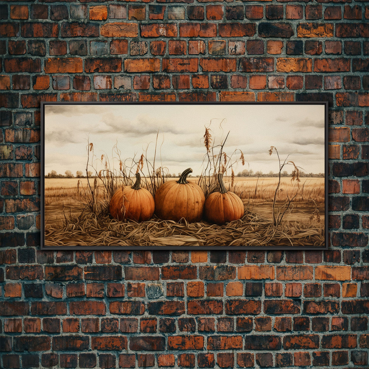 Autumn Wall Art, Pumpkin Decor, Farm Wall Art, Canvas Print, Wall Hanging, Panoramic Art, Farmhouse Wall Decor, Housewarming Gift, RV Decor