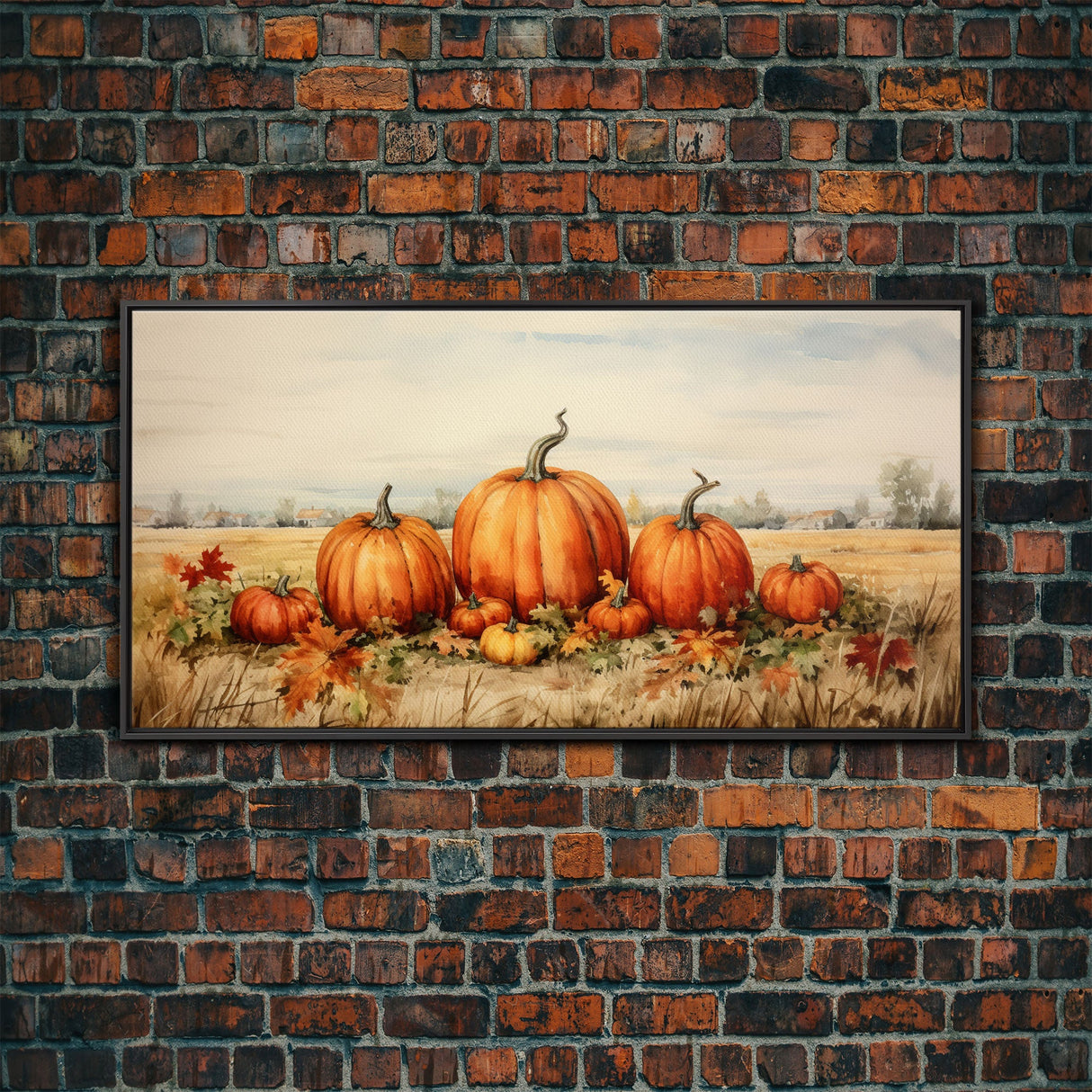 Pumpkin Decor, Autumn Wall Art, Farm Wall Decor, Canvas Print, Wall Hanging, Panoramic Art, Kitchen Prints, Rustic Wall Decor, Western Art