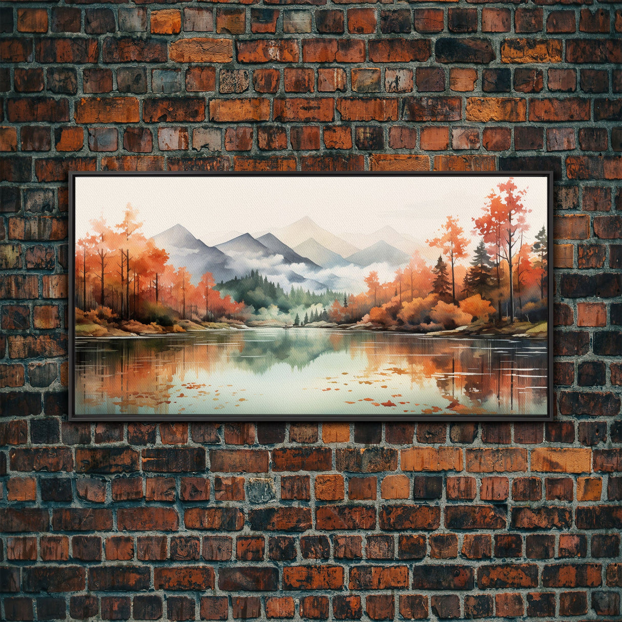 Watercolor Wall Art, Nature Art, River Wall Art, Fall Art, Canvas Print, Wall Hanging, Panoramic Art, Watercolor Nature Print, Wedding Gift