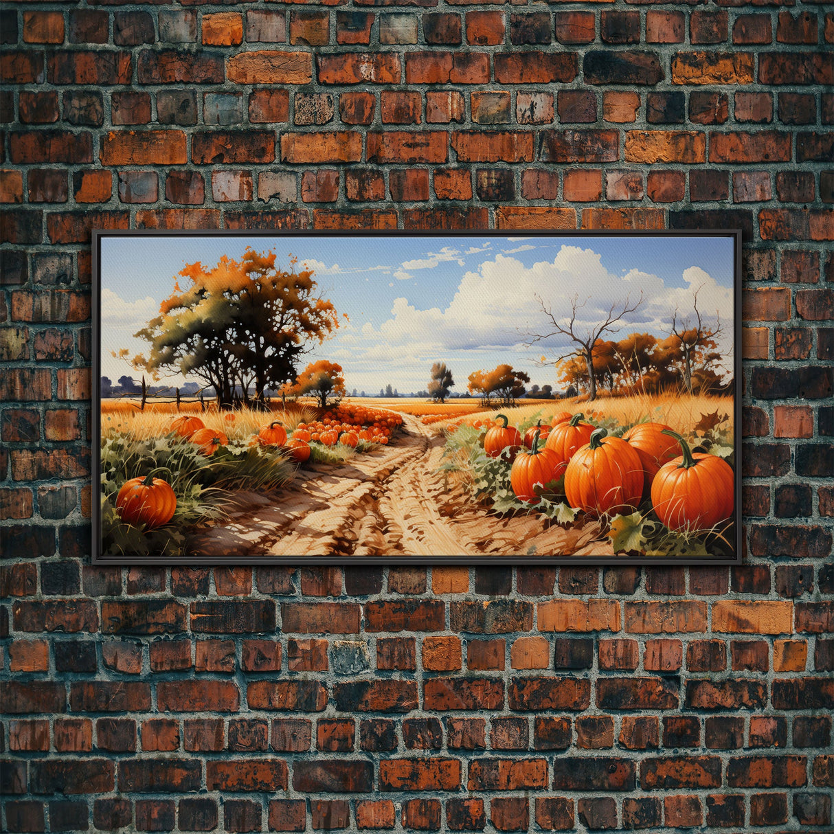 Fall Wall Art, Pumpkin Decor, Nature Wall Art, Canvas Print, Wall Hanging, Panoramic Art, Farmhouse Art, Country Home Decor, Kitchen Prints