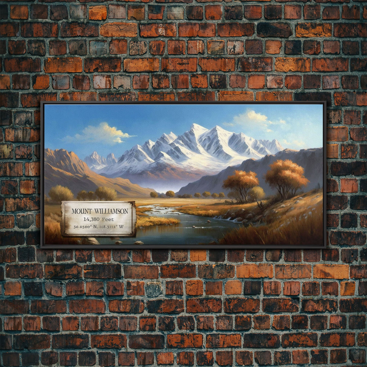 Mount Williamson, Mountains of California, Travel Poster Wall Art, Framed Canvas Print, American Mountains, Mountain Landscape Painting