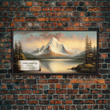 White Mountain, Travel Poster Wall Art, Framed Canvas Print, American Mountains, Mountain Landscape Painting, Mountains of New Hampshire