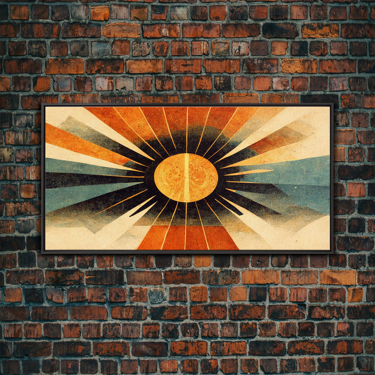 Abstract Midcentury Modern Sunburst, Canvas Print, Art Deco Style wall art, sun with sun rays, sun burst, boho style, ready to hang