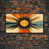 Abstract Midcentury Modern Sunburst, Canvas Print, Art Deco Style wall art, sun with sun rays, sun burst, boho style, ready to hang