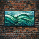 Ocean waves abstract art, canvas print, water color, sea green waves