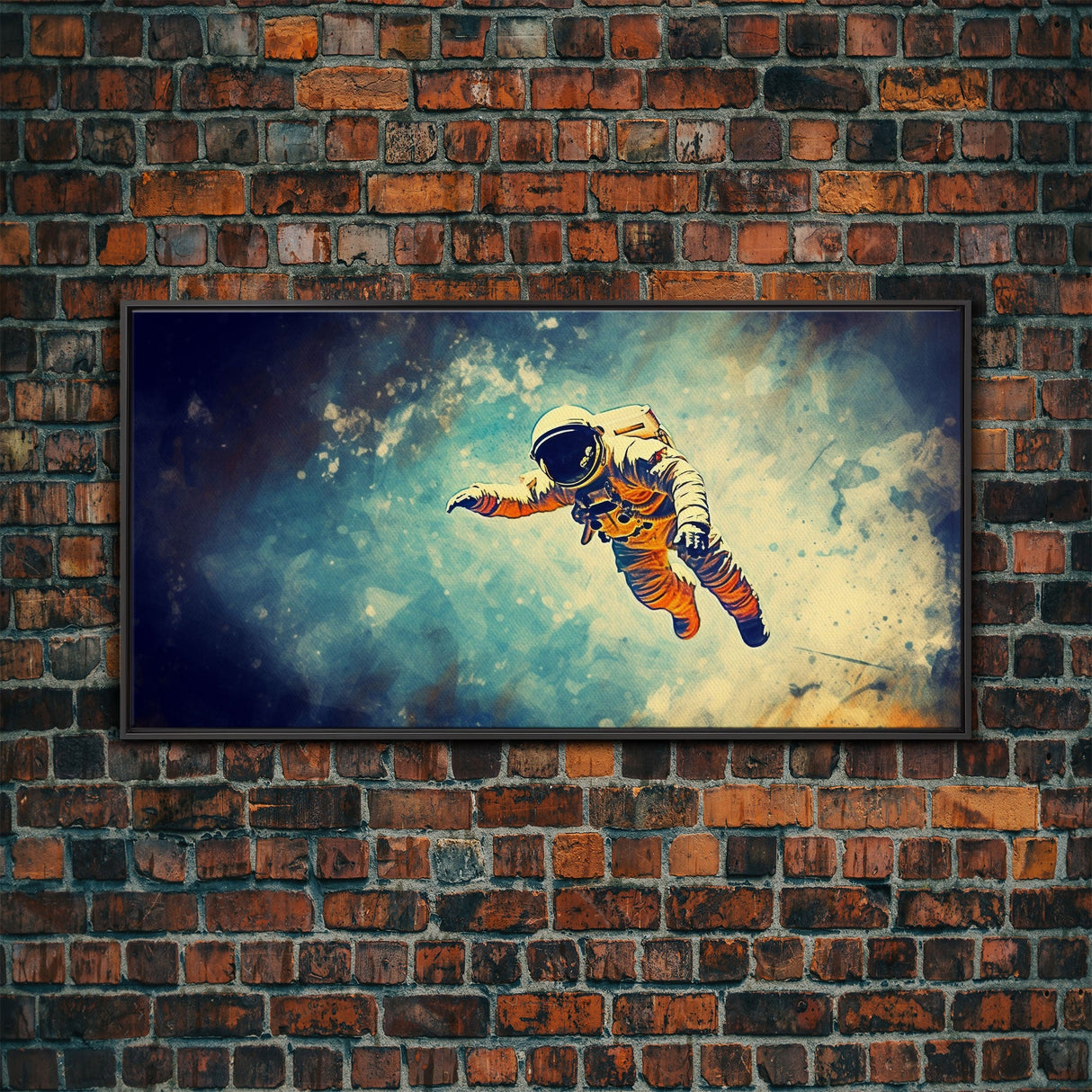 Astronaut In Space Wall Decor, Galaxy Wall Art, Outer Space Wall Art, Panoramic Wall Decor, Canvas Print, Wall Art, Framed Canvas Art