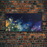 Wild Flowers Wall Decor, Floral Wall Art, Abstract Art, Nature Print, Panoramic Wall Decor, Canvas Print, Wall Art, Framed Canvas Art