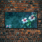 Hibiscus Flowers Wall Decor, Floral Wall Art, Tropical Flowers Wall Art, Panoramic Wall Decor, Canvas Print, Wall Art, Framed Canvas Art