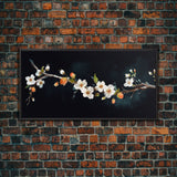 Cherry Blossoms Wall Decor, Floral Wall Art, White Flowers Wall Art, Panoramic Wall Decor, Canvas Print, Wall Art, Framed Canvas Art