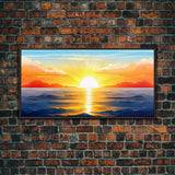 Sunset Painting Wall Decor, Ocean Art, Seascape Wall Decor, Nature Print, Panoramic Wall Decor, Canvas Print, Wall Art, Framed Canvas Art