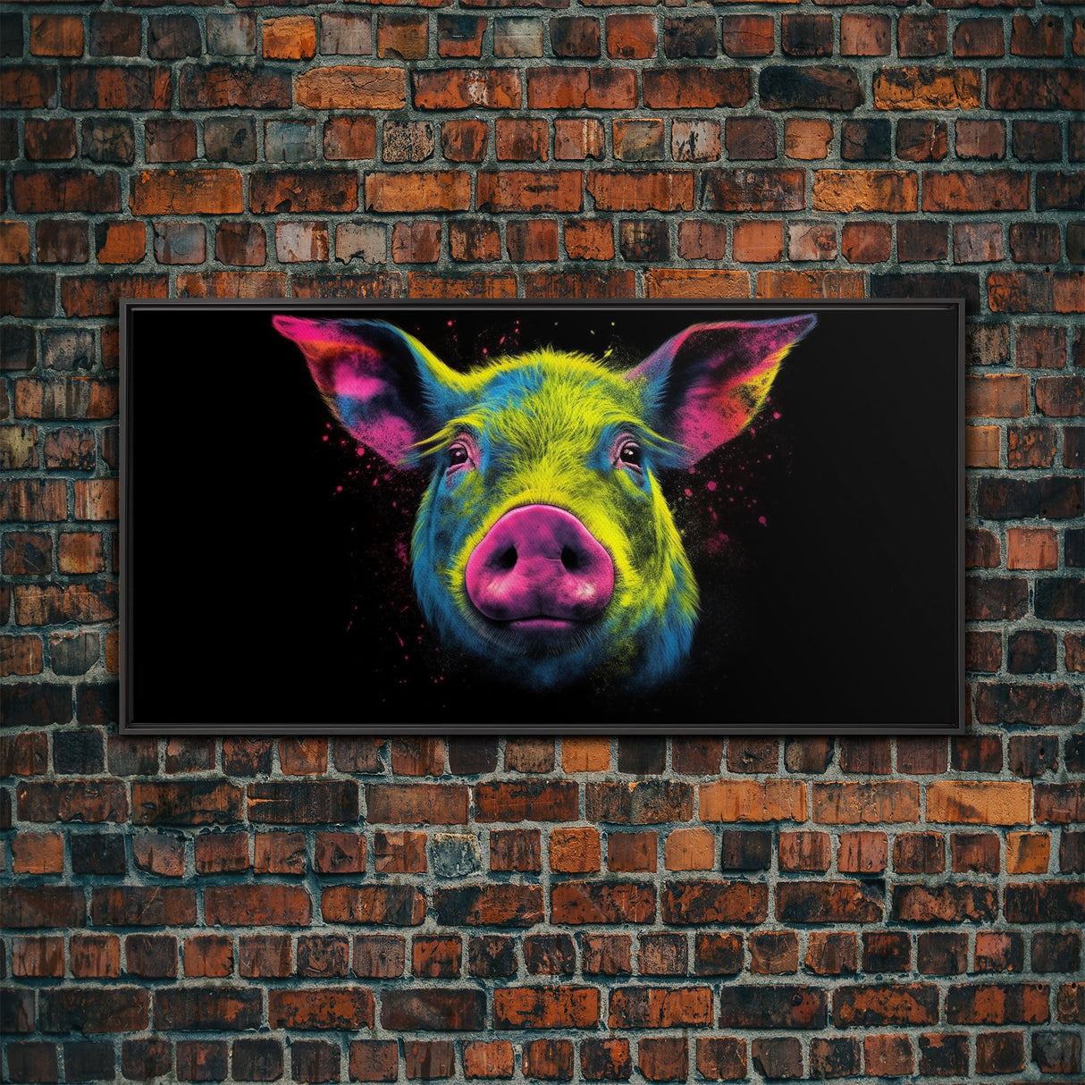 Pig Wall Art, Animal Wall Art, Nature Art, Farmhouse Art, Minimalist Art, Panoramic Wall Decor, Canvas Print, Wall Art, Framed Canvas Art