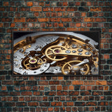 Clock Wall Decor, Watch Mechanism Wall Art, Watch Gears Wall Art, Panoramic Wall Decor, Canvas Print, Wall Art, Framed Canvas Art