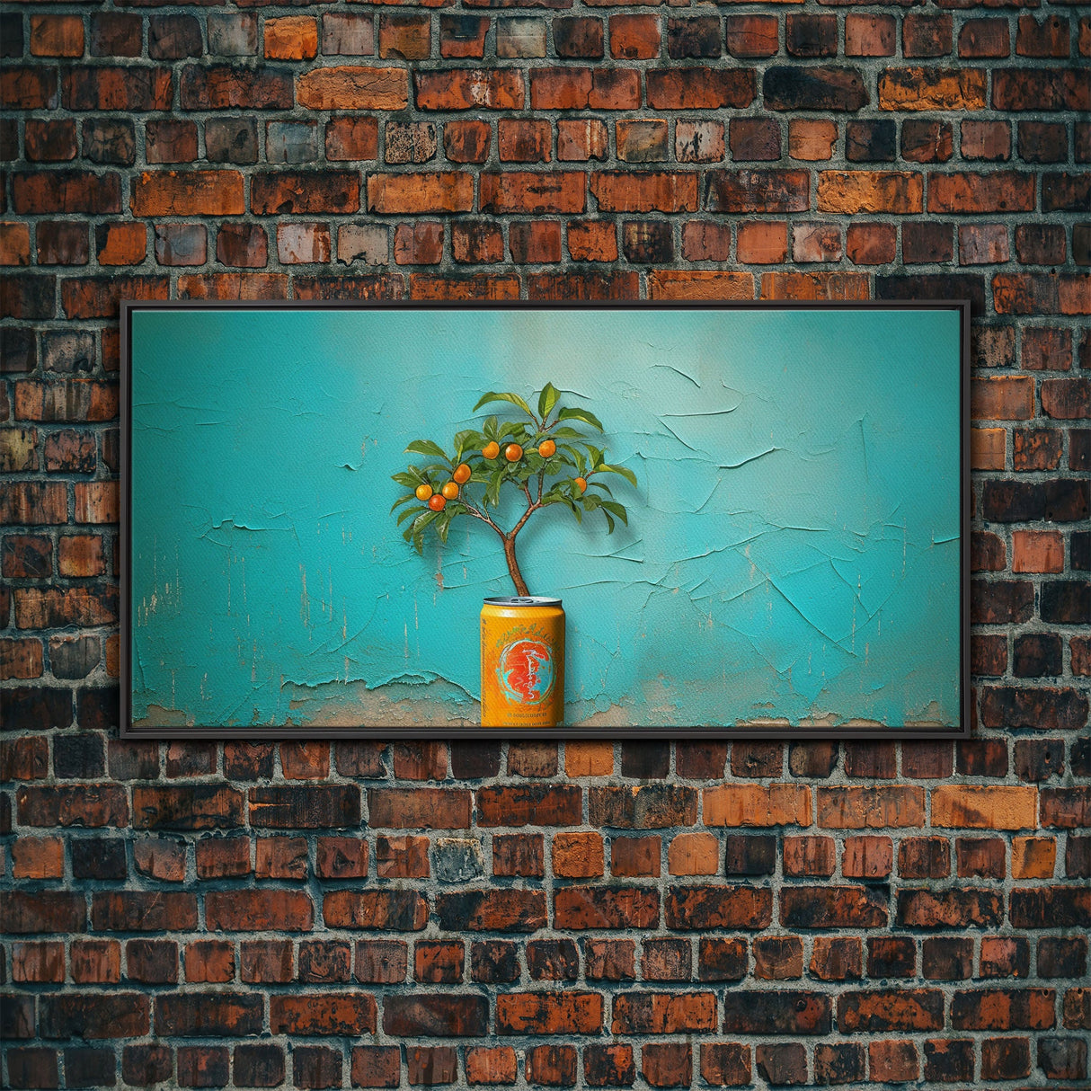 Orange Tree Wall Decor, Orange Wall Art, Soda Can Wall Art, Plant Wall Art, Panoramic Wall Decor, Canvas Print, Wall Art, Framed Canvas Art